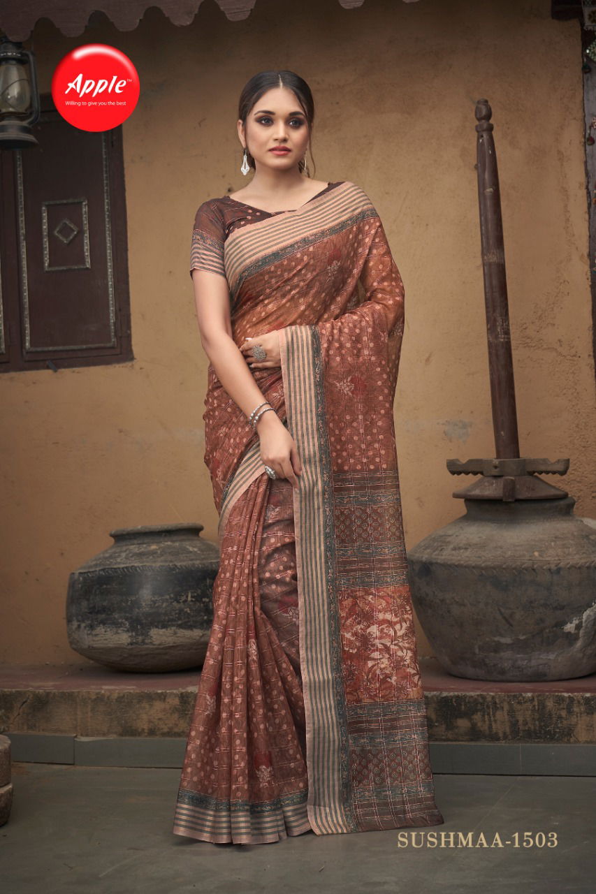 Apple Sushmaa 15 New Designer Fancy Wear Printed Silk Saree Collection